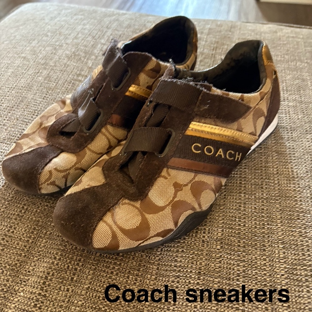 Coach Tan and Gold Athletic Shoes